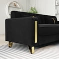 thumbnail image 3 of Modern Velvet Sofa Couch, 86" Large Loveseat Sectional Sofa Couch with Gold Legs for 3-4 Persons, Upholstered Deep Seat Love Seat Sofa Chaise for Living Room Office Apartment Black, 3 of 7