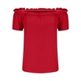thumbnail image 4 of Annhoo Off Shoulder Tops for Women Puff Short Sleeve Shirts Summer Trendy Casual Loose Going out Blouses, 4 of 7