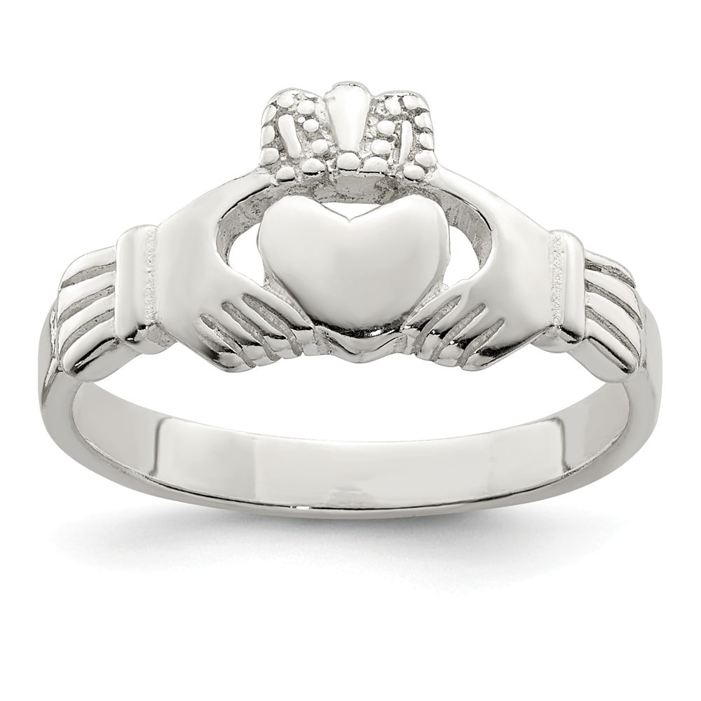 925 Sterling Silver Solid Irish Claddagh Celtic Ring Band Size 8 ...