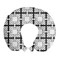thumbnail image 1 of Abstract Travel Pillow Neck Rest, Art Deco Inspired Composition of Various Geometric in Monotone, Memory Foam Traveling Accessory Airplane and Car, 12", Dark Grey and White, by Ambesonne, 1 of 2