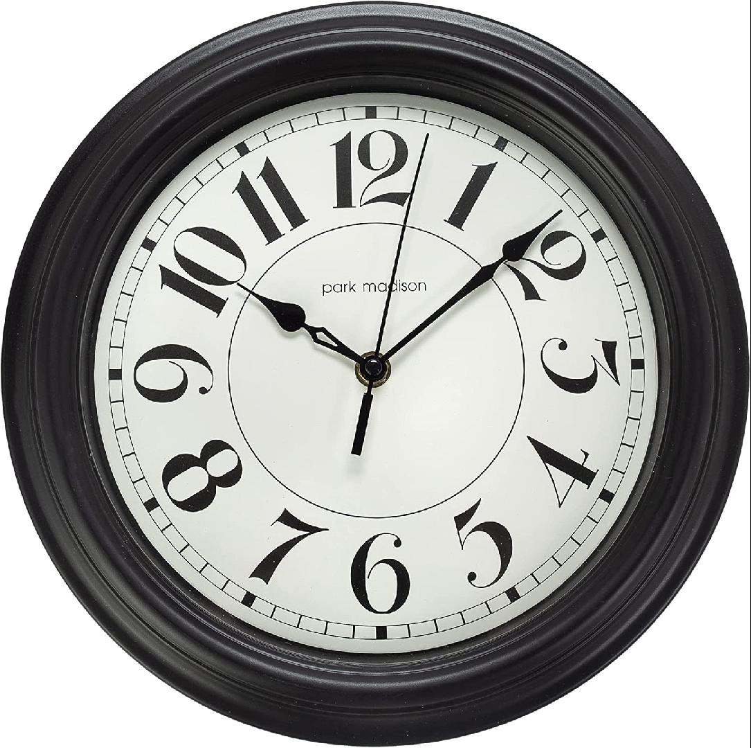 Classic Black Wall Clock Quiet 11 Inch Quality Quartz Battery Operated