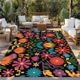 thumbnail image 2 of Colorful Mexico Outdoor Rug for Patio/Deck/Porch, Non-Slip Large Area Rug 5 x 8 Ft, Modern Abstract Flowers Leaf Orange Green Indoor Outdoor Rugs Washable Area Rugs, Camping Rug Carpet Runner, 2 of 8