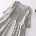 thumbnail image 6 of Odeerbi Cotton Linen Dress for Women Summer Retro Round Neck Waist Up Travel Vacation Dress with Pocket Gray, 6 of 7