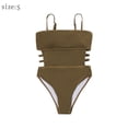thumbnail image 2 of Trajes de baño bandeau de corte alto para mujer con correas ajustables para los hombros Bikini sexy de traje de baño de una pieza - MARRÓN, 2 of 7