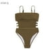 thumbnail image 2 of Trajes de baño bandeau de corte alto para mujer con correas ajustables para los hombros Bikini de traje de baño sexy de una pieza - MARRÓN Zhivalor BST3005063-1, 2 of 7