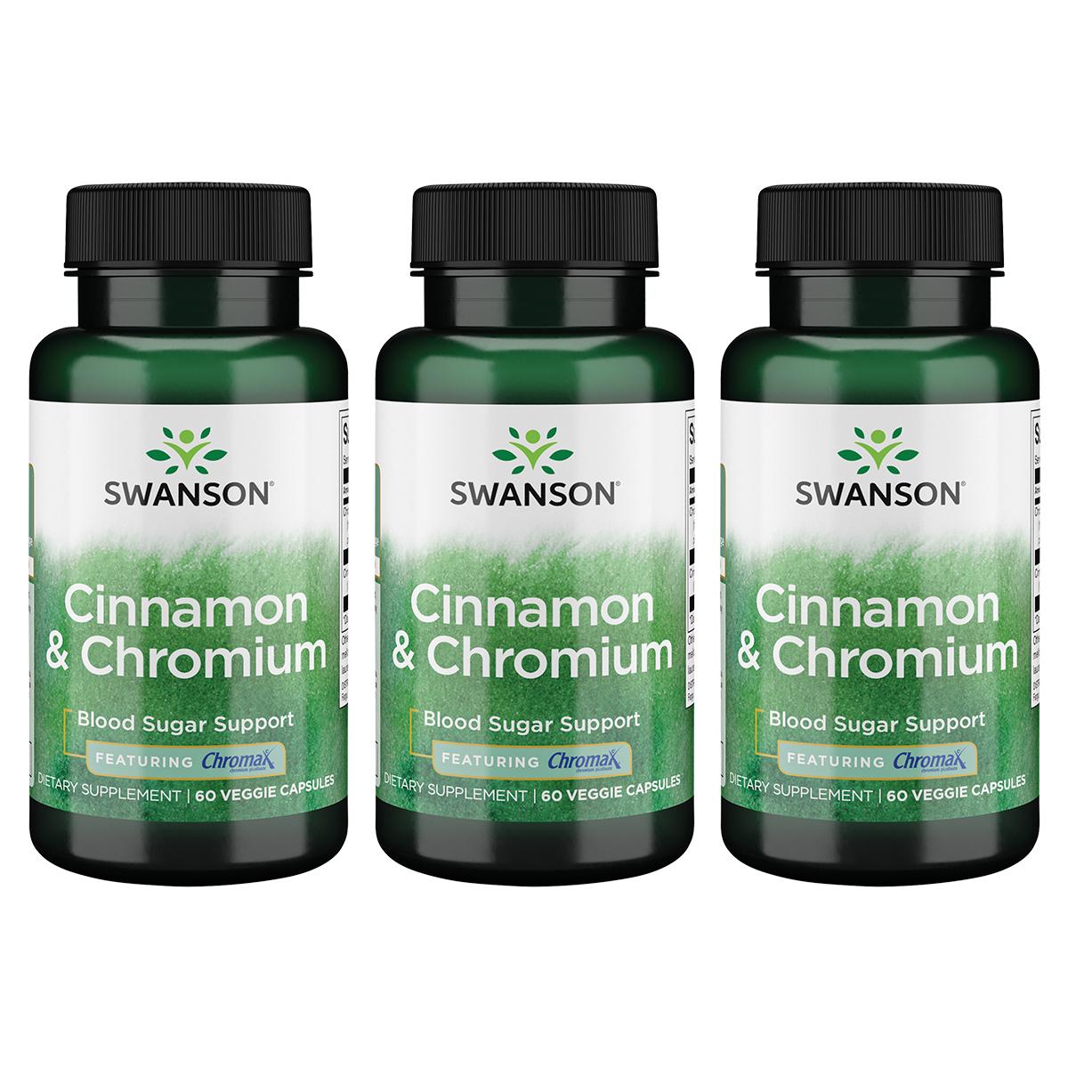 Swanson Cinnamon & Chromium Featuring Chromax 60 Veg Caps 3 Pack