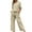 Beige, variant on Womens Pant Suit Short Sleeve Cotton And Linen Summer Matching Half Wide Leg Retro Set Of Two Piece Sets for Women