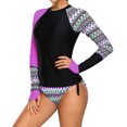 thumbnail image 4 of Women's Contrast Purple Detail Long Sleeve Tankini Swimsuit, 4 of 4