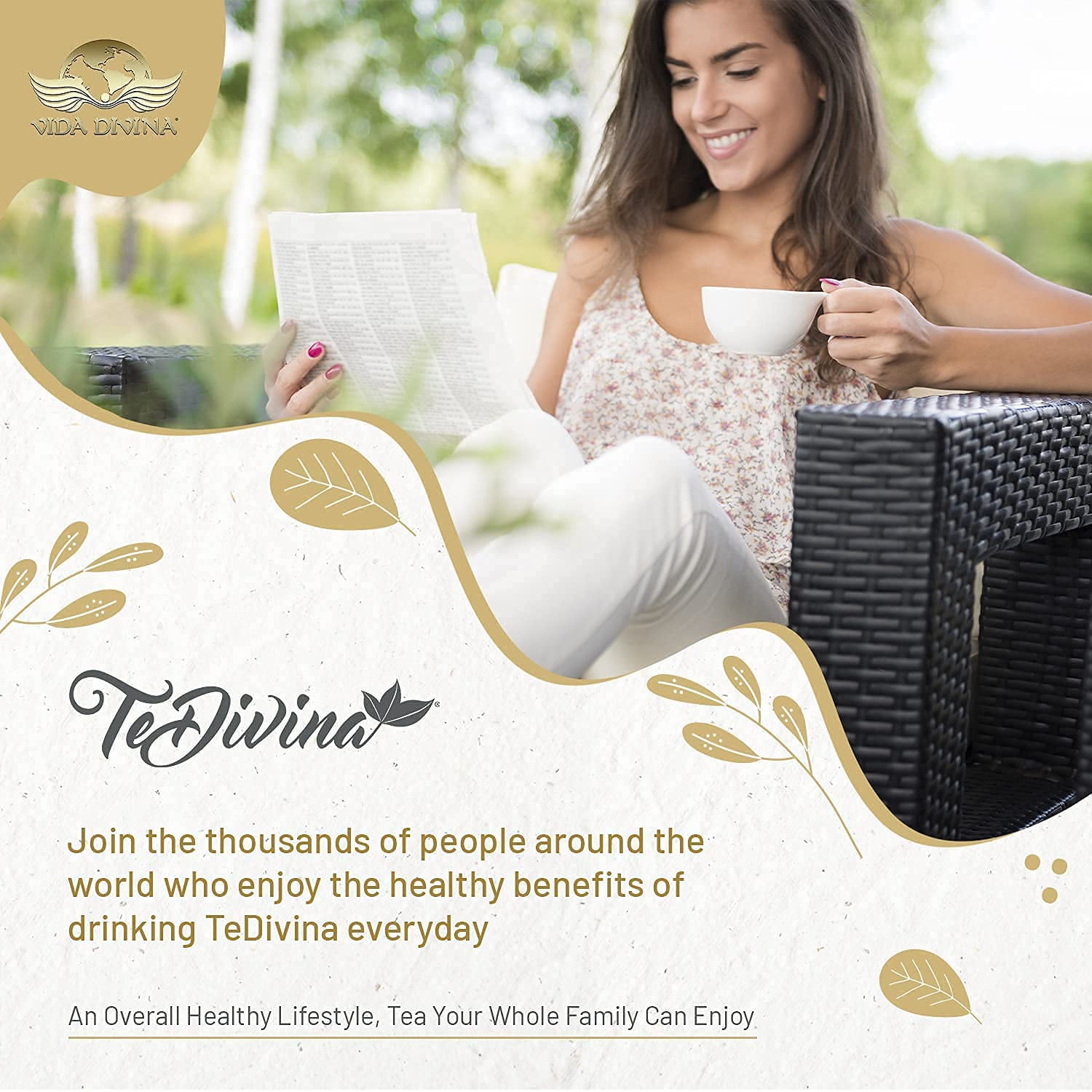 TeDivina Detox Tea All Organic Healthy Cleansing Formula, Caffeine Free All Natural Colon Cleanse Digestive Tea and Body Detox, 12 Blended Herbs - Original Flavor By Vida Divina | 0.3oz (Single Pack)