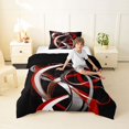thumbnail image 4 of Homewish Swirl Lines Twin Comforter Sets,Abstract Geometric Bedding Set,Red White,Black Reversible,2pcs,1 Comforter and 1 Pillowcase, 4 of 7