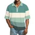 thumbnail image 2 of Hearthz S-4XL Striped Golf Shirt for Men Short Sleeve Casual Color Block Collared Men's Shirts Button Down Waffle Knit Men's Polo Shirts, 2 of 6