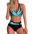 thumbnail image 1 of LAICAIW Womens Two Piece Swimsuits Wrap Front Bikini High Waisted Bottom Tummy Control Bathing Suits Vintage Print Swimwear, 1 of 7