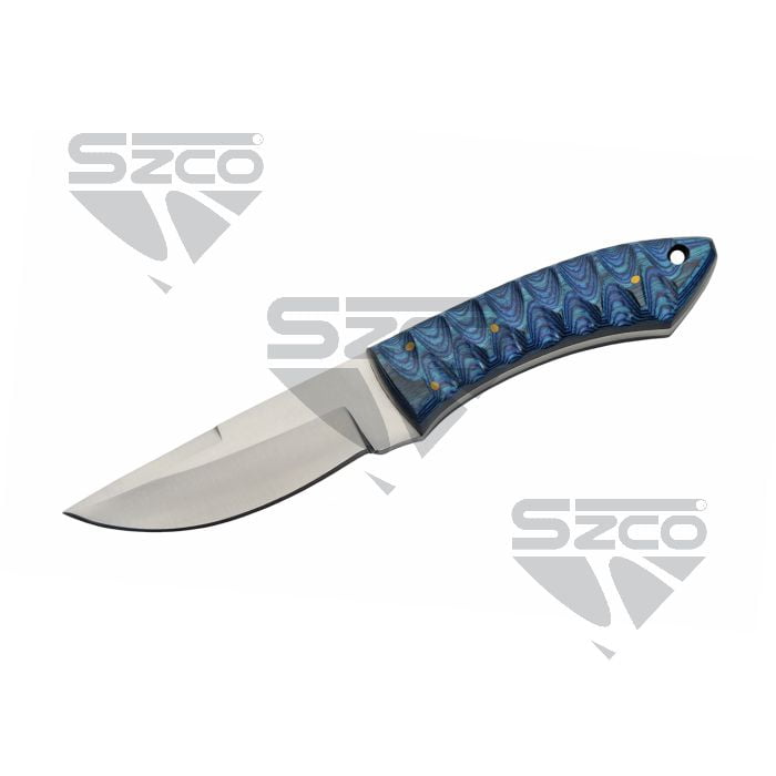SZCO 8 Inch River Knife Stainless Steel Blade Full Tang Wood Handle Outdoor Camping Survival Knife with Leather Sheath and Lanyard Hole