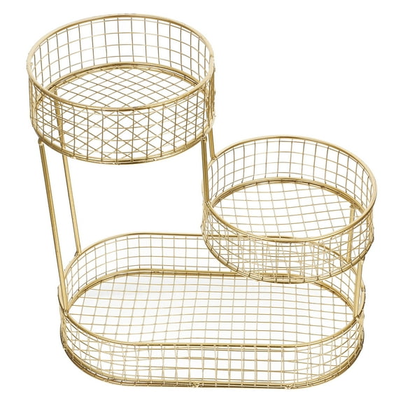Raindrops Large Capacity Fruit Basket Metal Wire Bowl 3 Tier Fruit Organizer Stand Space Saving Metal Wire Holder for Kitchen Counter