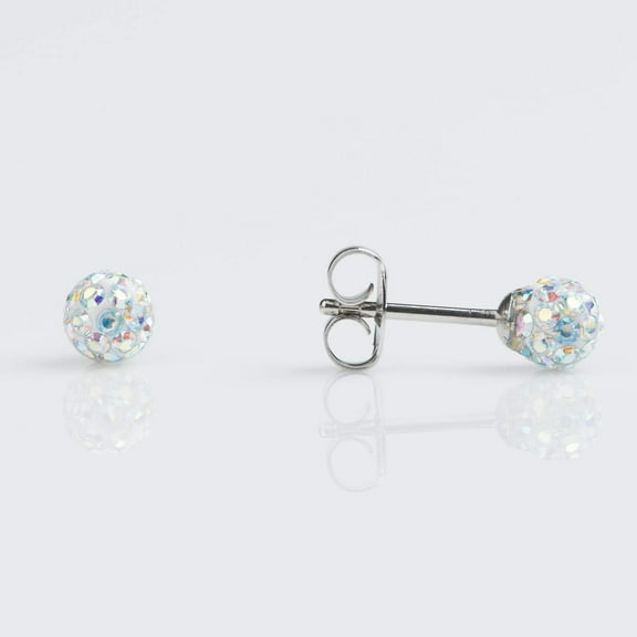 STUDEX Sensitive AB Crystal Fireball Stud Earrings 4.5mm | Surgical Stainless Steel Posts-PR-315 | Hypoallergenic and Nickel Safe for Sensitive Ears | High Fashion Earrings for Women and Men