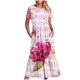 thumbnail image 2 of Puntoco Vestido Midi De Moda Para Mujer Vestido Con Cuello Redondo Y Manga Corta Con Doble Bolsillo Y Estampado Floral A Rayas Rosa M,Regalos Para Mujer Joven, 2 of 6