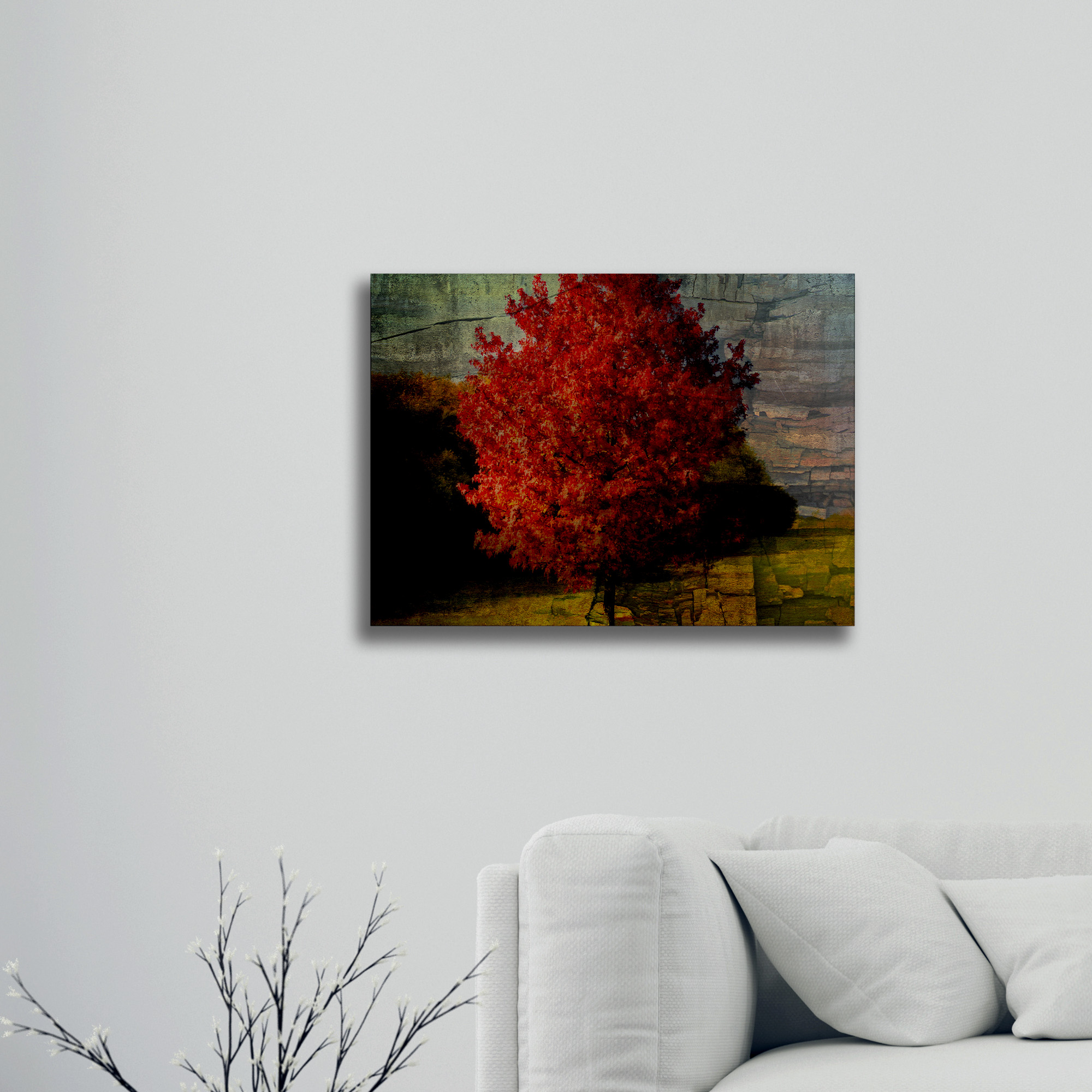 Trademark Fine Art 'Autumn Red' Brushed Aluminum Wall Art Art by Philippe Sainte-Laudy