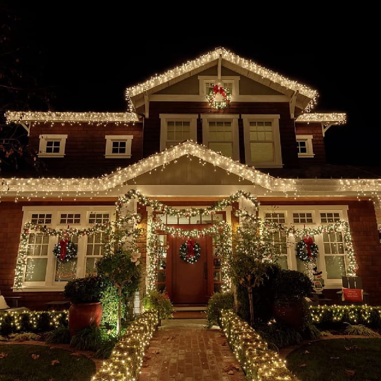 200 LED String Lights – 30ft Plug-In Warm White, 8 Modes Waterproof, Indoor/Outdoor For Christmas Wedding Party Decor