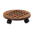 thumbnail image 1 of thinsony Wood Plant Stand Round Rolling Tray with Rotating Wheels Indoor Outdoor Pots Storage Rack for Home Garden, Type 2, 30cm, 1 of 7