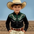 thumbnail image 2 of Boys T Shirts Long Sleeve Western Print Shirt Casual Cowboy Button Up Top Boys' Tops Black 12-13 Years, 2 of 5