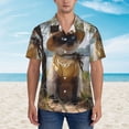 thumbnail image 2 of Fuzoiu Cat In Sun Hat Print Hawaiian Shirt for Men, Summer Beach Casual Short Sleeve Button Down Shirts, Men’s Beach Summer Shirts with Pocket,Large, 2 of 7