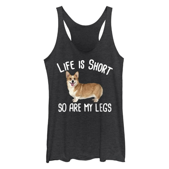 Women's Lost Gods Corgi Life Is Short  Racerback Tank Top