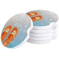 thumbnail image 1 of RYLABLUE Life is Better in Orange Flip Flops Beach Starfish Shell Set of 2 Car Coaster for Drinks, Absorbent Ceramic Stone Coasters Cup Mat with Cork Base for Home Kitchen Room Coffee Table Bar Decor, 1 of 5