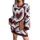 thumbnail image 1 of SAYOO Vestido de suéter para mujer, vestido de primavera de punto con cuello redondo y manga larga con corazón de amor en capas, prendas de punto in otoño/invierno para mujer de una pieza SAYOO moda, 1 of 7