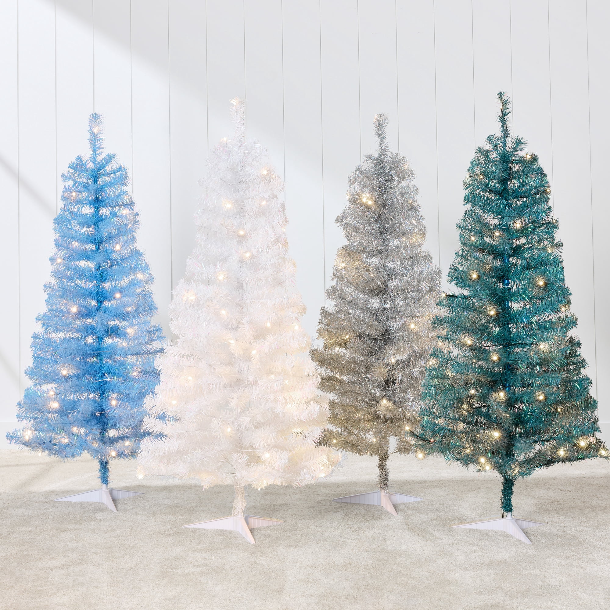 Best Choice Products 4ft Pre-lit Colored Christmas Tree, Artificial Tree Holiday Decor w/ LED Lights -Baby Blue