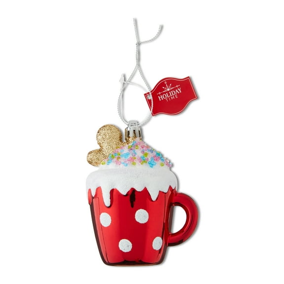 Metallic Red and White Gingerbread Cocoa Mug Christmas Ornament, 4", by Holiday Time