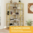 thumbnail image 3 of Uforic 5-Tier Corner Bookshelf, Corner Shelf Display Bookcase with Metal Frame for Home Office, Gold, 3 of 11