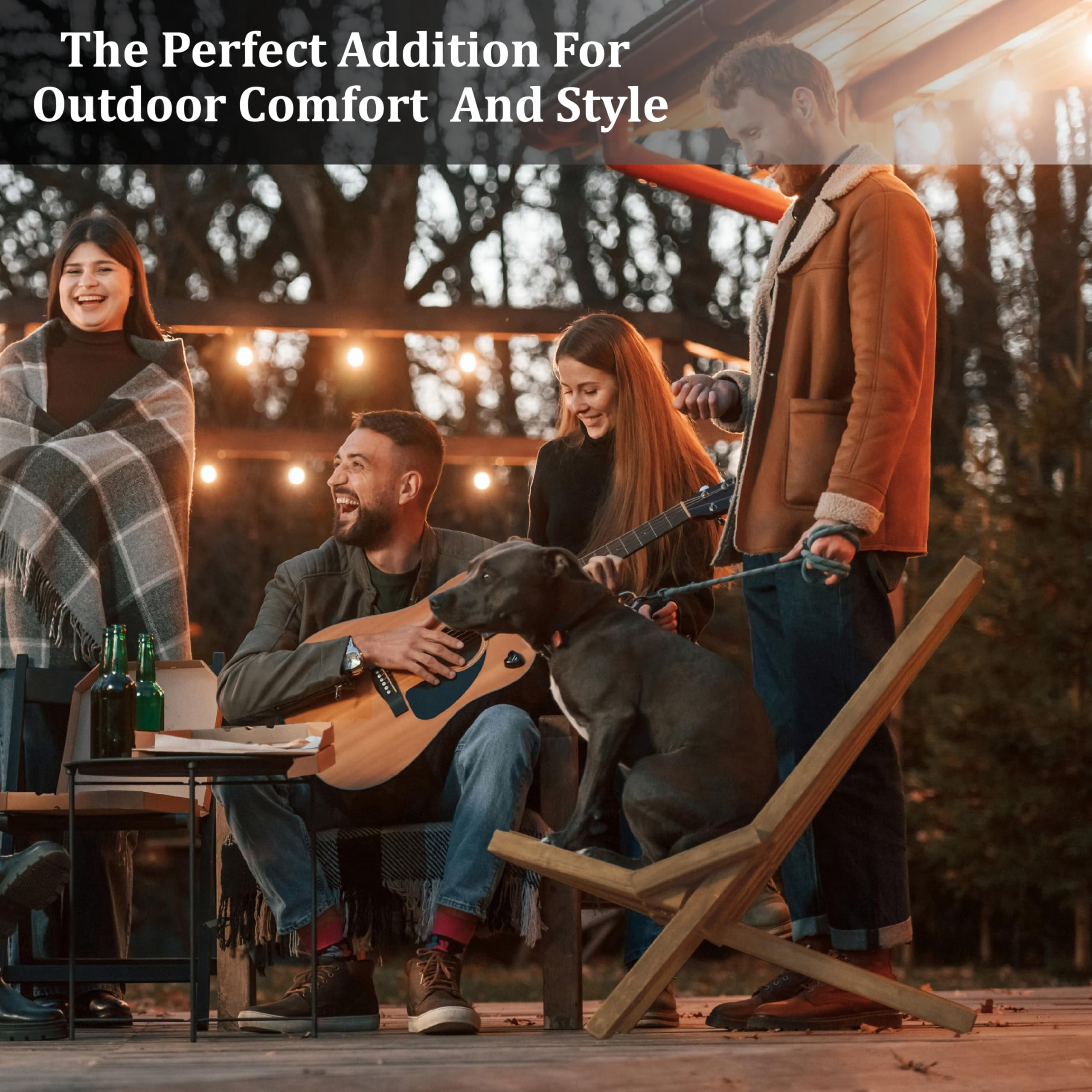 Melino Wooden Folding Tamarack Chairs, FSC Certified Acacia Low