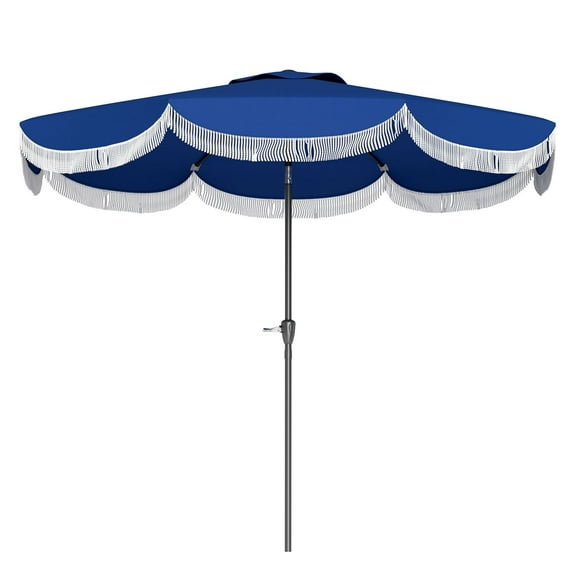 9FT Patio Umbrella, UPF 30  Outdoor Market Umbrella with Crank & Tilt, 8 Ribs, Navy Blue for Deck, Backyard, Lawn
