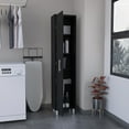thumbnail image 2 of CoSoTower Storage Cabinet 71"H with 5-Tier Shelf, 3 Broom Hangers and Metal Hardware, Black, 2 of 8