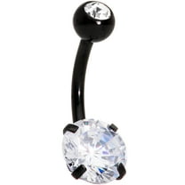 Body Candy 14G Black Plated Steel Navel Ring Piercing Clear Accent Disco Belly Button Ring 7/16” 11mm