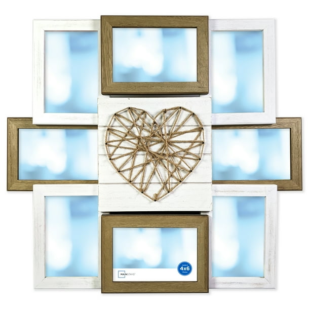 Mainstays 4x6" String Heart Rustic 8Opening Collage Frame Walmart