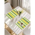thumbnail image 5 of Yellow Green Stripe Placemats Set of 12, Modern Abstract Art Vertical Striped Placemats for Dining Table, Place Mats for Kitchen Tabletop, Waterproof Wipeable Dining Table Mats Set, 5 of 9