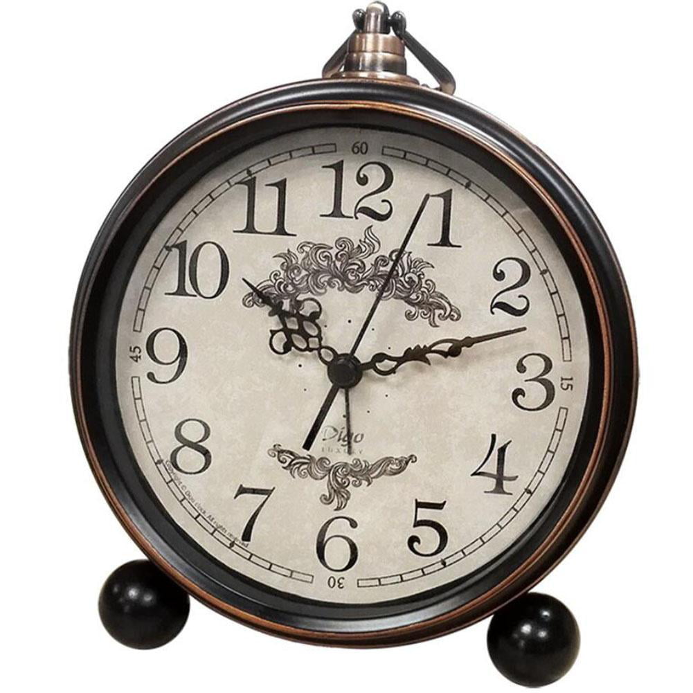 Classic Retro Style Quartz Clock Details about   Table Clock Metal Small Alarm Clock Desk 