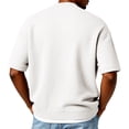 thumbnail image 4 of Hogleaql Mens Waffle Textured Cardigan Sweater Button V Neck Knit Open Front Cardigan Short Sleeve Lightweight Workout Soft Fashion Outwear White L, 4 of 7