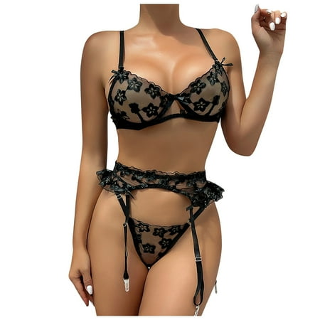

XHJUN Women S Sheer 2 Pieces Lingerie Underwear Set Lace Teddy Bra And Panty Chemise With Garter Belt Sexy Babydoll Bodysuit Sets