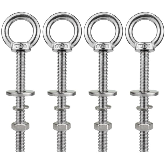 Tornillos elevadores QWETRY M10 x 100 mm de acero inoxidable, paquete de 4
