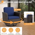 thumbnail image 6 of COOS BAY Harbor Retreat Mix Brown Rattan Wicker Outdoor Patio Swivel Glider Rocking Chairs with Curved Armrest, Blue Cushions, Set of 4, 6 of 9