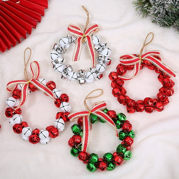 Christmas Bell Wreath Hanging Bell Pendant - Iron Bell Wreath Ornament, Tree Window Bell Decoration Holiday Party Ornament