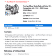 thumbnail image 2 of Front and Rear Brake Pad and Rotor Kit - Compatible with 1998 - 2000 GS400 Base 1999, 2 of 2