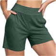 thumbnail image 5 of Women's Pajama Bottoms Dqueduo Women's Solid Color High Waisted Plus Size Loungewear Shorts With Pockets Elastic Drawstring Waistband Sleepwear Green XL, 5 of 10