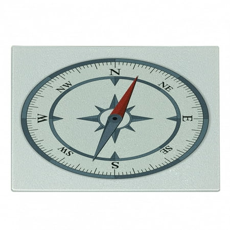 

Compass Cutting Board Minimalist Design Compass with Windrose Finding Your Way on the Sea Navigation Decorative Tempered Glass Cutting and Serving Board Small Size Slate Blue Red by Ambesonne