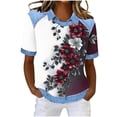 thumbnail image 2 of WQNVRNR Womens Printed Shirts- Casual Collared Summer Short Sleeve Loose Blouse Wine Size 2XL, 2 of 5