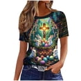 thumbnail image 4 of Craaazy Women's Casual Fashion Happy Easter Funny Celebrate Print Round Neck Short Sleeve Summer Tops Gifts, 4 of 5