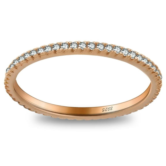 Eternity Wedding Band for Women Cubic Zirconia Sterling Silver Stacking Rings Ginger Lyne Collection