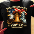 thumbnail image 2 of United States of America 250 Years T Shirt 1776 2026, Semiquincentennial Patriotic Eagle Liberty Bell Statue of Liberty Graphic Tee for Men Women, 2 of 6